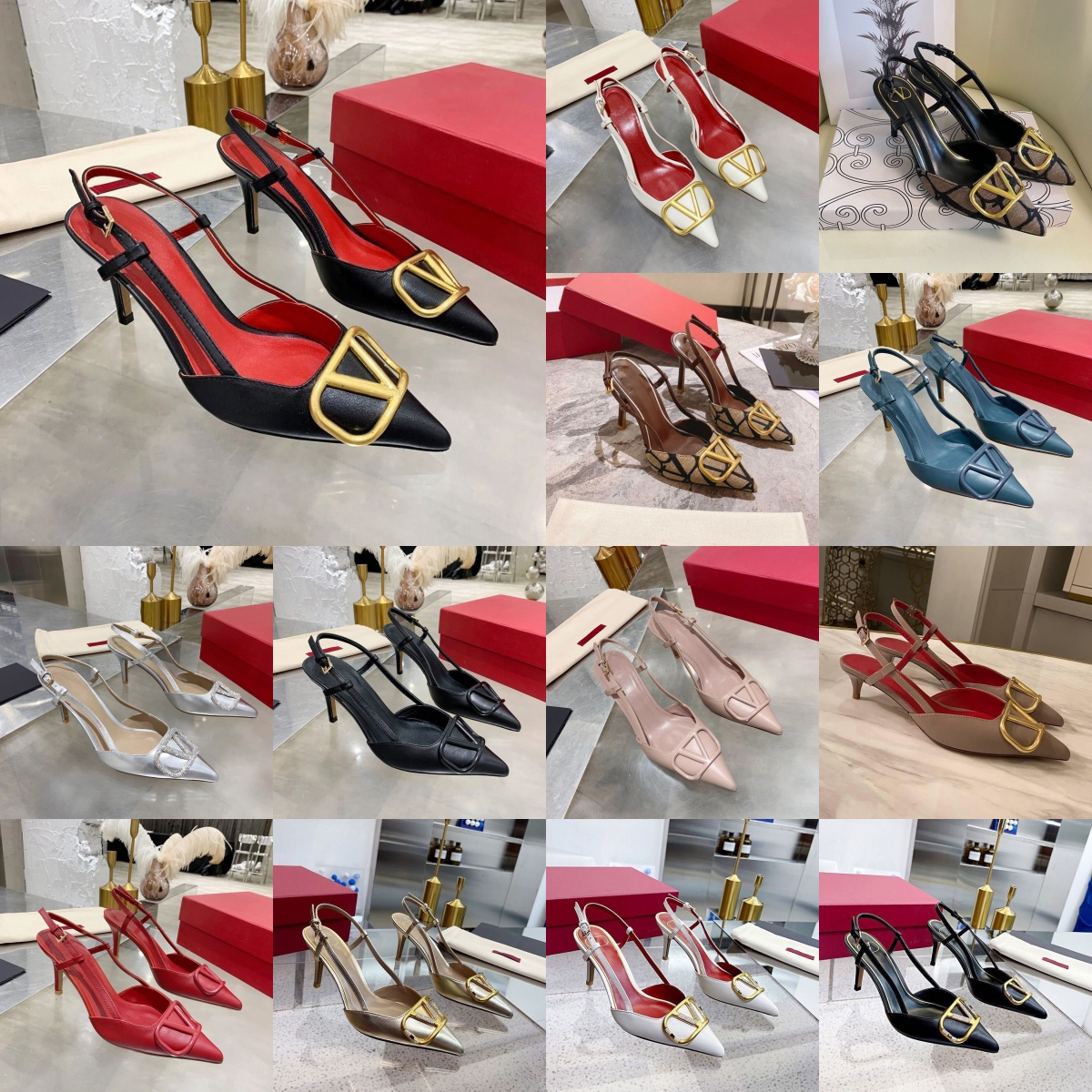 Luxury High Heels Women Shoes Designer Sandals Classics Metal Buckle Pointed Toe Thin Heel 4cm 6cm 8cm 10cm Summer Woman Wedding Shoes size 35-43