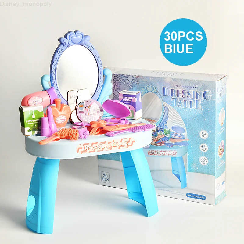 Disney Childrens pretend play toy simulated mini dressing table DIY stickers paper box and accessories suitable for children 3 H251202