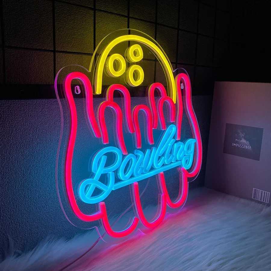 Neon Bowling Lights sign Neon Signs Decorated On Walls Led Signs Bars And Clubs Holiday Parties Bowling Roomschritmas Gift H251201