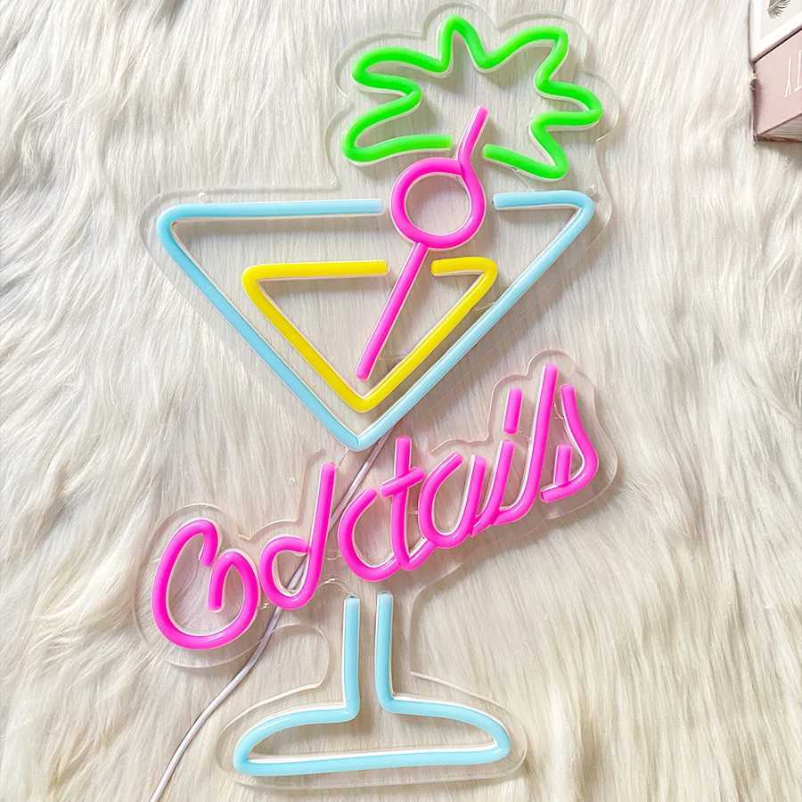 Cocktail Neon Sign Art Sign Business Light In Front Of Bar Usb Powered Used For Restaurant Club Party Man Cave Decor H251201