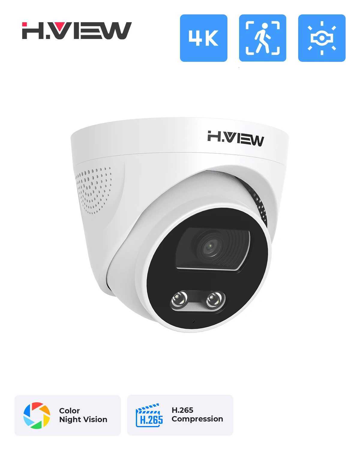 HView 8Mp Poe Ip Camera Detection 4K Cctv Security Camera Outdoor De Au Video Surveillance Recorder xmeye app nvr C251202
