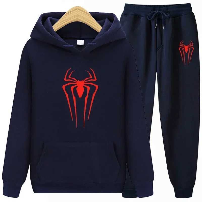 Spring And Autumn New Extraordinary Spider Sportswear Men 2-piece SweatshirtSweat pants Sportswear Hoodie Casual Pullovers Sets W251202