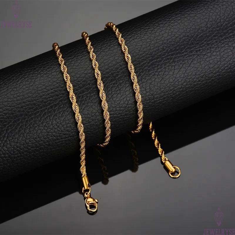 Hiphop Cool designer necklace For Women mens necklace Chains Twisted Rope Stainless Steel Gold Silver Black South American Necklaces Chain Choker Punk
