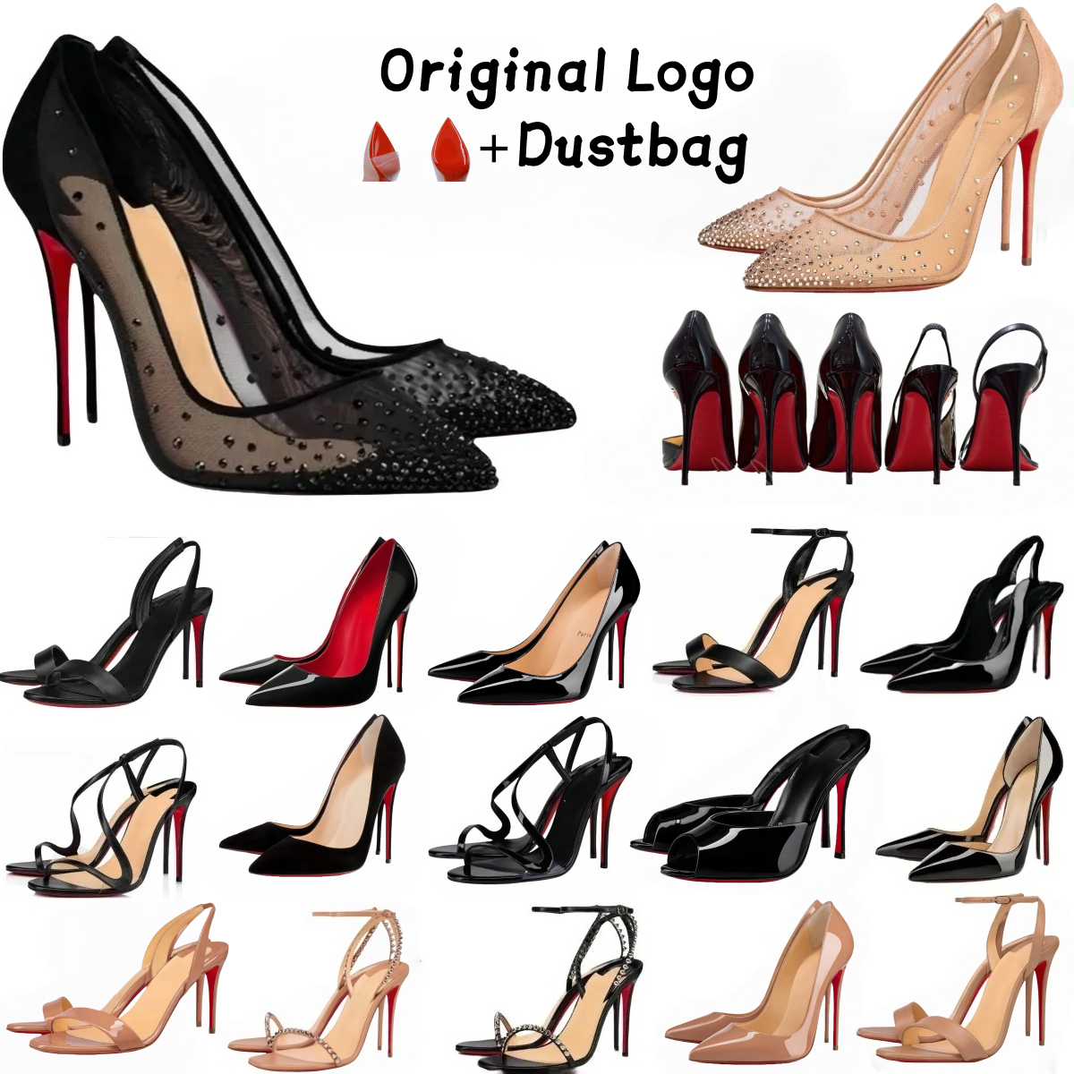 Heels Designer Red Bottom Heels Sandals Women High Heels Shoes Luxury 6cm 8cm 10cm 12cm Stiletto Genuine Leather Sexy Woman Pumps With Dust Bag US4-13