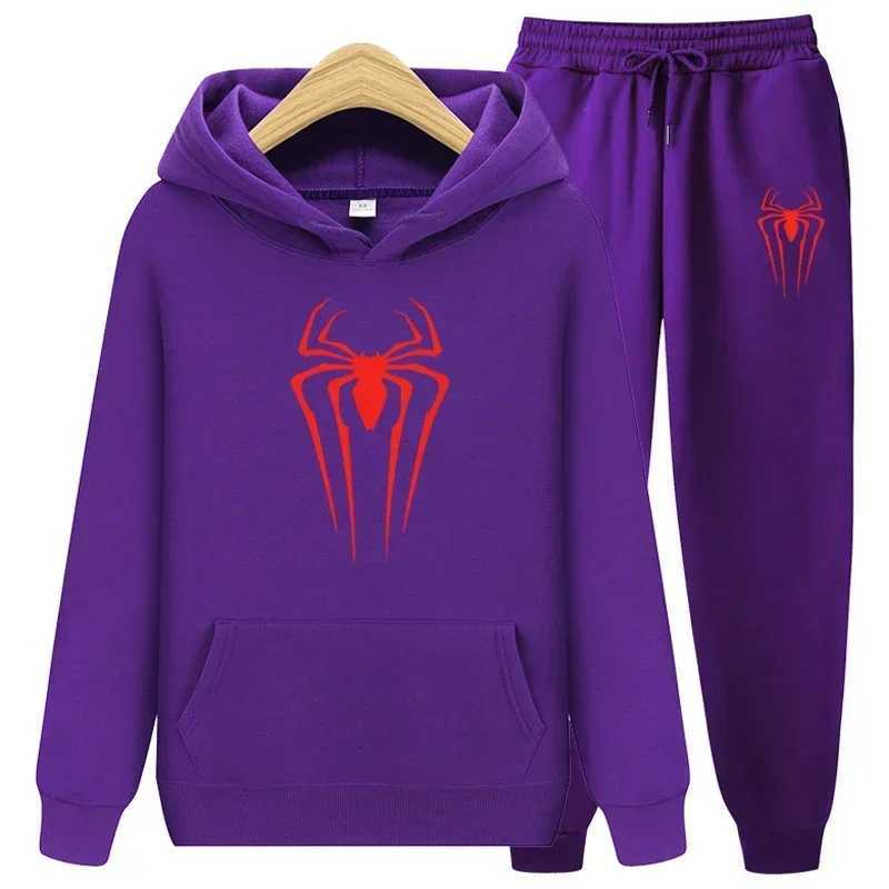 Spring And Autumn New Extraordinary Spider Sportswear Men 2-piece SweatshirtSweat pants Sportswear Hoodie Casual Pullovers Sets W251202