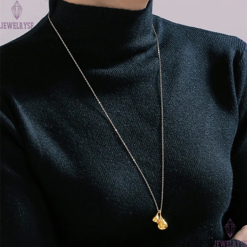 long 18k gold chain drop necklace designer for woman stainless steel pendant silver necklaces 60cm daily outfit fashion jewelry birthday friend family