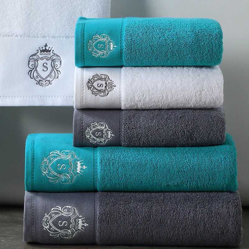 AHSNME 80x150cm Royal Premium 100 cotton Towels Hotel SPA club sauna beauty peacock Blue Gray Towel salon free custom Y251202
