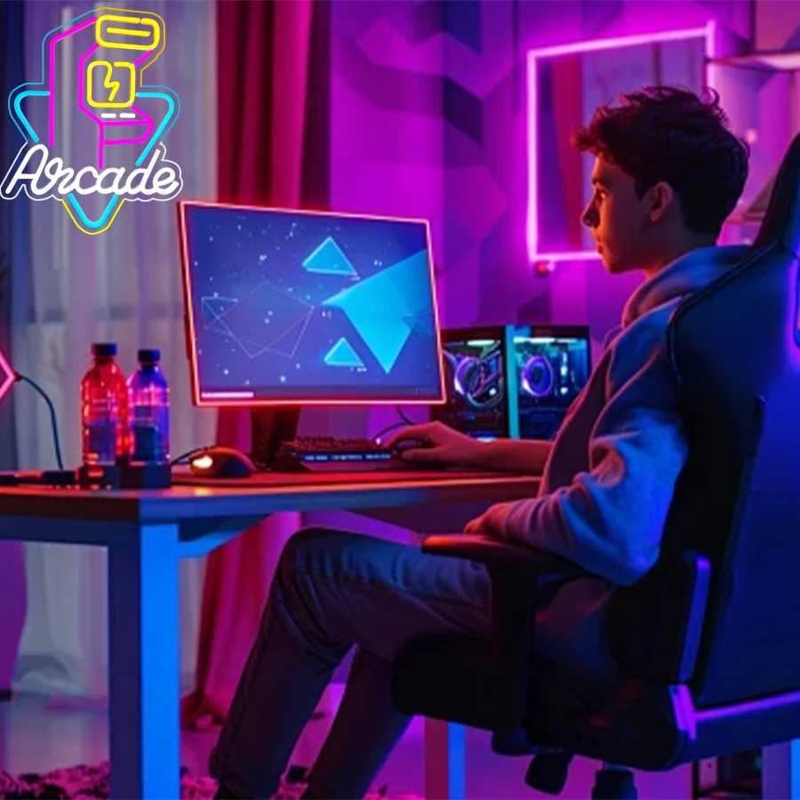 Neon Sign Of Arcade Led Sign Of Color Game Machine Usb Power Supply Switch Used For Game Room Man Cave And Room Decor H251201