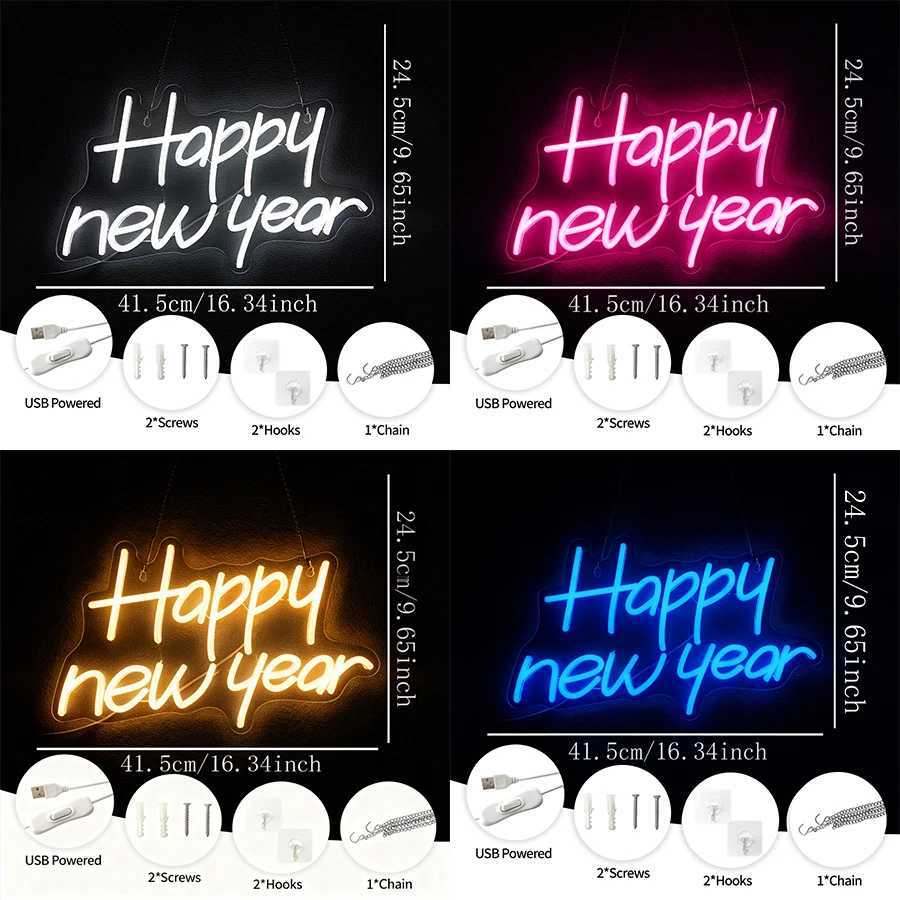 Happy New Year Neon Sign Led Letter Icon Used For Family Bedroom Spring Festival Party Christmas Decor Gifts For Friends H251201