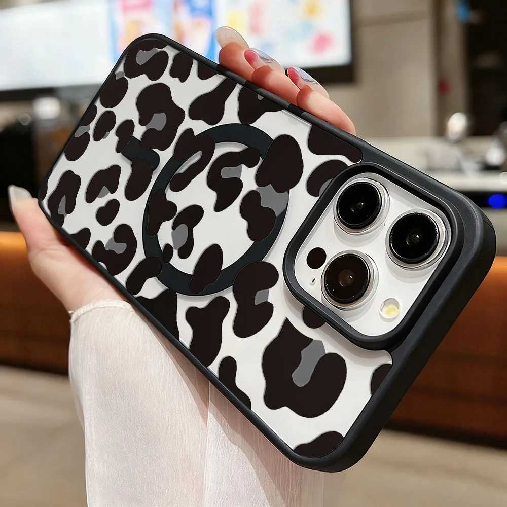 LeoPard Print Phone Case For iPhone 17 Pro Max 13 11 15 14 12 16 Pro Max Clear For Magnetic Wireless Charging Cover J251202