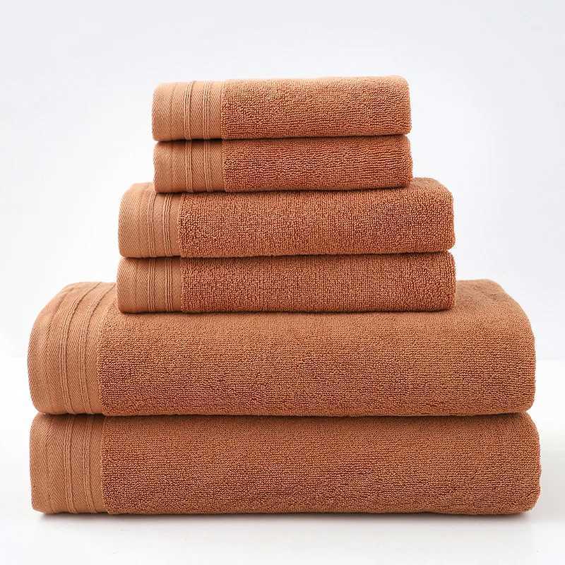 6pcs 100 Cotton Towel Set Adult High Quty Face Towel Bathroom Soft Absorbent Solid Color Hotel Spa Bath Towel 70x140cm Y251202