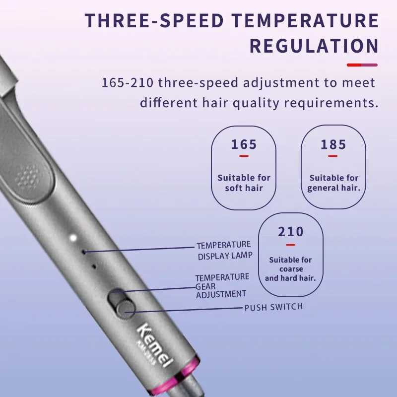 Kemei Large Barrel Curling Iron Professional Hair Wand Tool for Stylists Hair Curler for Tight Curls or Loose Waves Long-La C251202