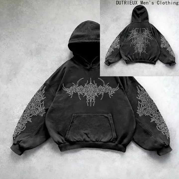 Autumn Winter Dark Streetwear Hoodie for Men Loose Fit Sports Sweatshirt with Kangaroo Pocket Mens and womens Anime Hoodie J251203