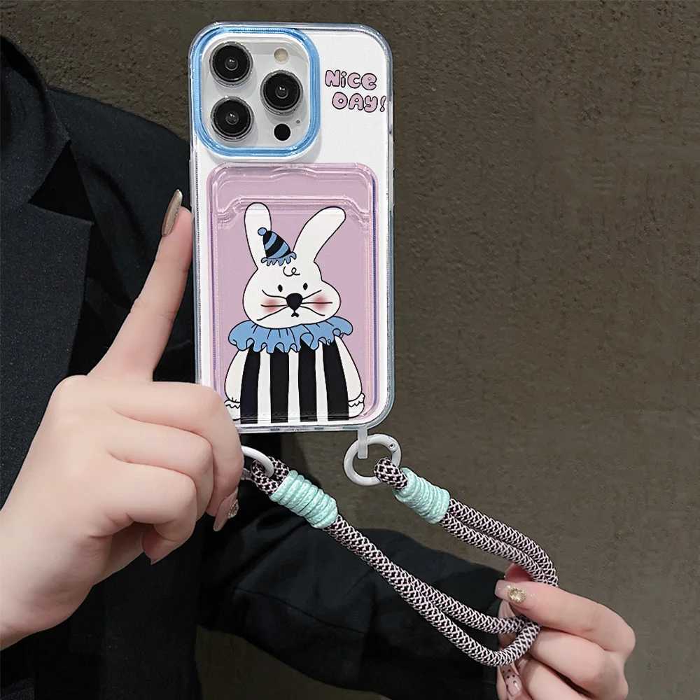 Cute Rabbit Wallet Card Phone Case for iPhone 15 Case iPhone 13 16 11 12 14 Pro Max XR X XS Max 7 8 15 Plus SE Soft Bumper Cover J251202