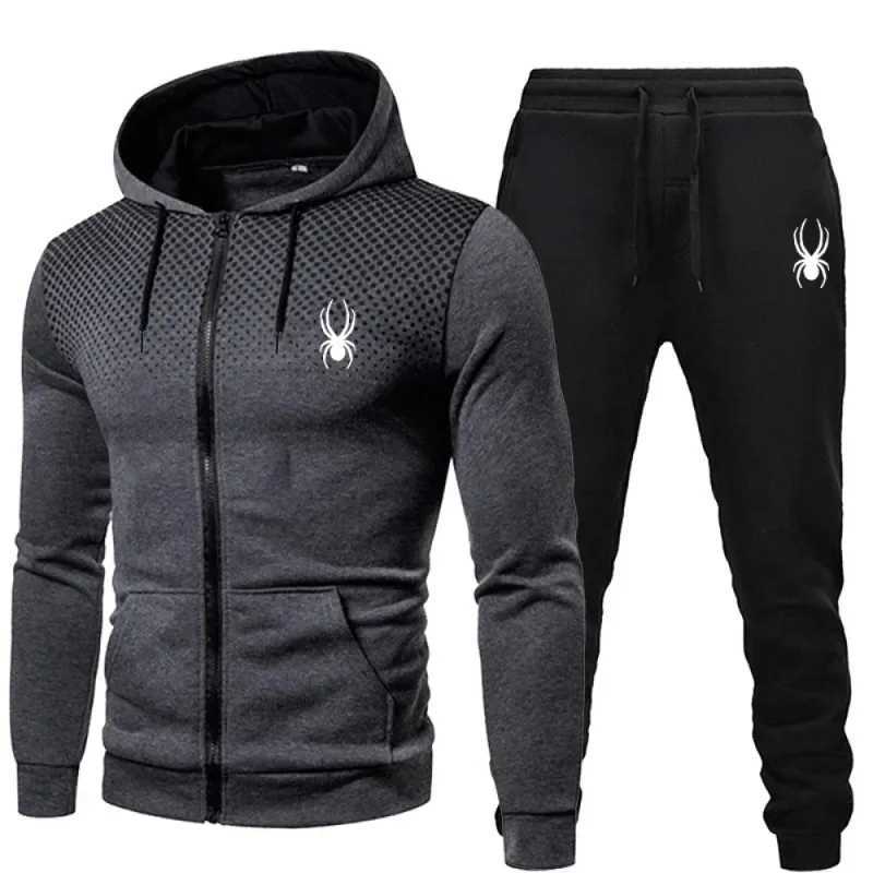 2025 popular two-piece mens sportswear jogging suit sportswear hooded sweatshirt zipper sweatshirt autumn and winter clothing W251202