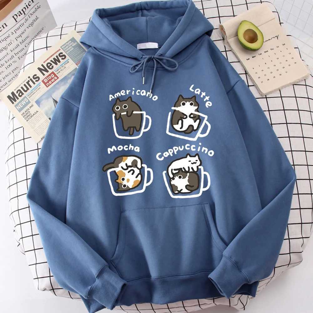 Five Little Cats Playing In The Cup Hoodies Male Street Harajuku Sweatshirt Holiday Daily Hoody Fashion Popular Clothing J251203
