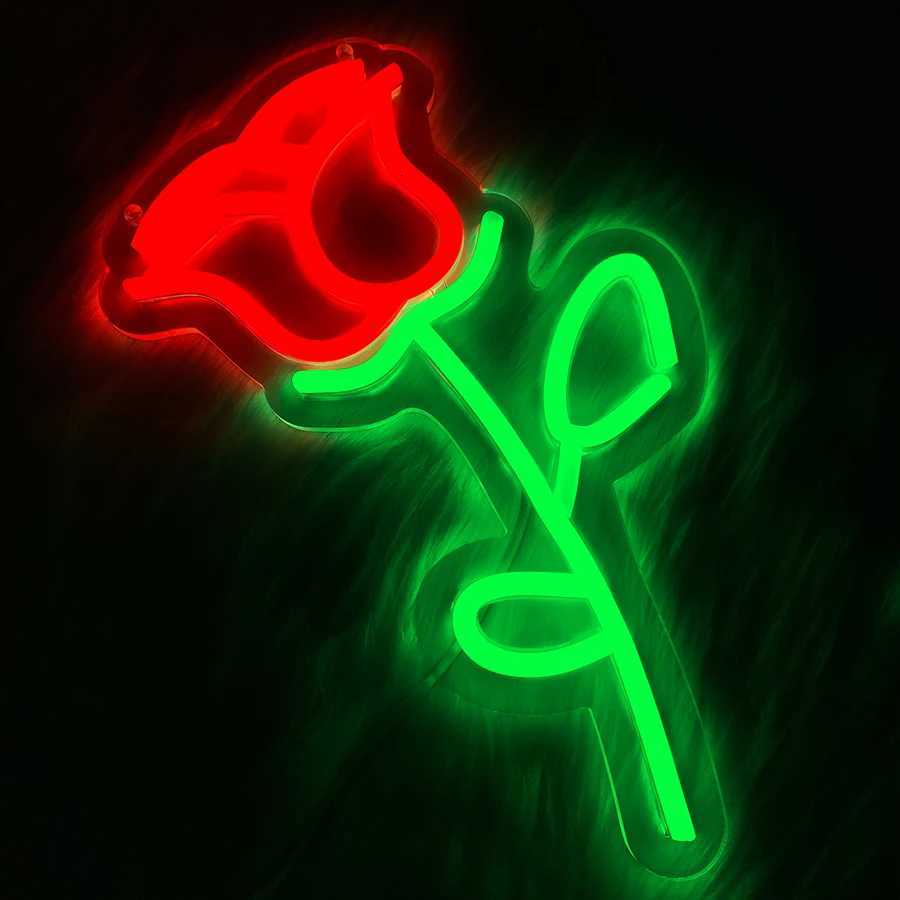 Neon Signs Of Roses Art Wall Decor Usb Powered Used For Bedroom Home Clubs Flower Shops Garden Wall Lamps Easy To Hang H251201