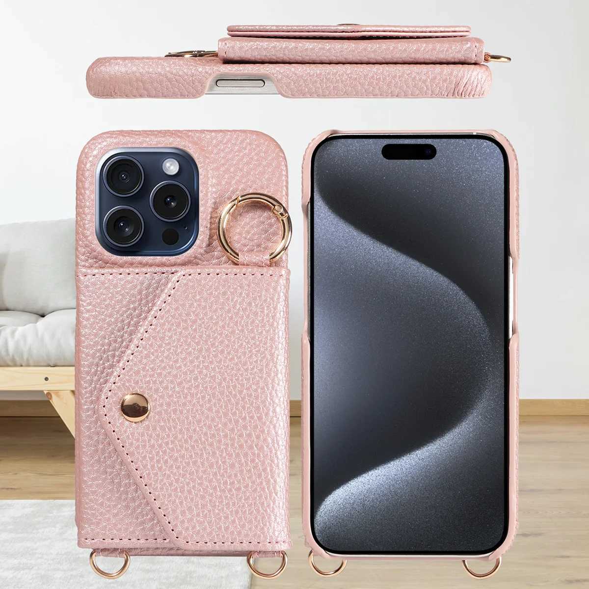 Leather Phone Case for GalaxyA52 A52S A53 A54 A72 A73 A91 M01core M13 Anti-Drop with Long Lanyard and Mirror Phone Cover J251202