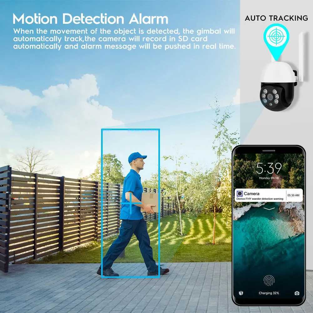 Camhi WiFi IP Camera Outdoor Mini WiFi Surveillance Cam PTZ Speed De 1080P H265 CCTV Video Street Cam FTP Al 4X Zo CamHi C251202