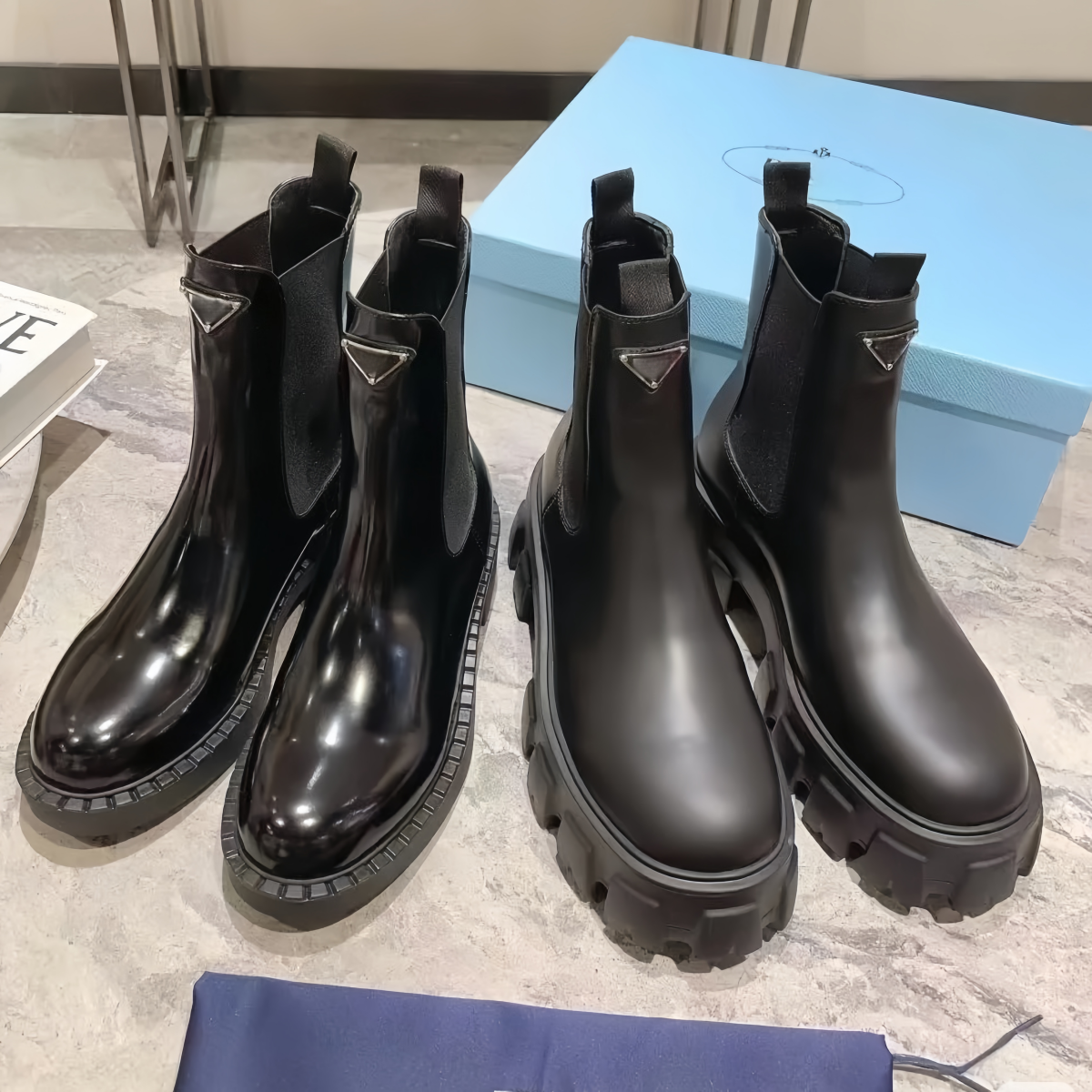 Designer Boots Round Toe Women's Rain Boots Thick Heel Thick Sole Ankle Boots Excellent Quality Winter Women Leather Boot 35-41