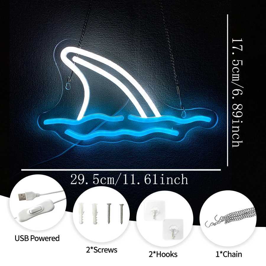 Shark Neon Sign Acrylic Usb Night Light Used For Art Decor Of Bedroom Shop Bar Game Room Office And Party Supplies Wall H251201