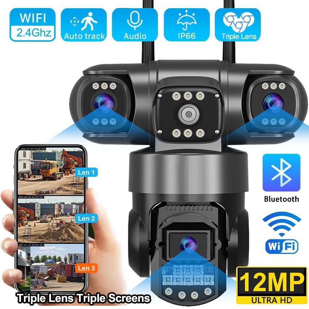 V380 Pro WiFi IP Camera Outdoor 12MP 6K Triple Lenses Triple Sns Security Video Monitor Night Vision Waterproof CCTV Cameras C251202