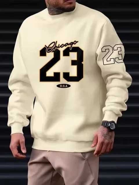 23 USA Art Letter Design Man Clothes Street Style Fleece Sweatshirts Autumn Casual Hoodies Fashionable Crewneck Pullovers J251203