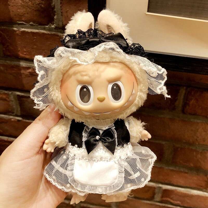 2025 Original Labubu Sitting Party Vinyl Plush Doll Pendant Keychain Clothes Dress-Up