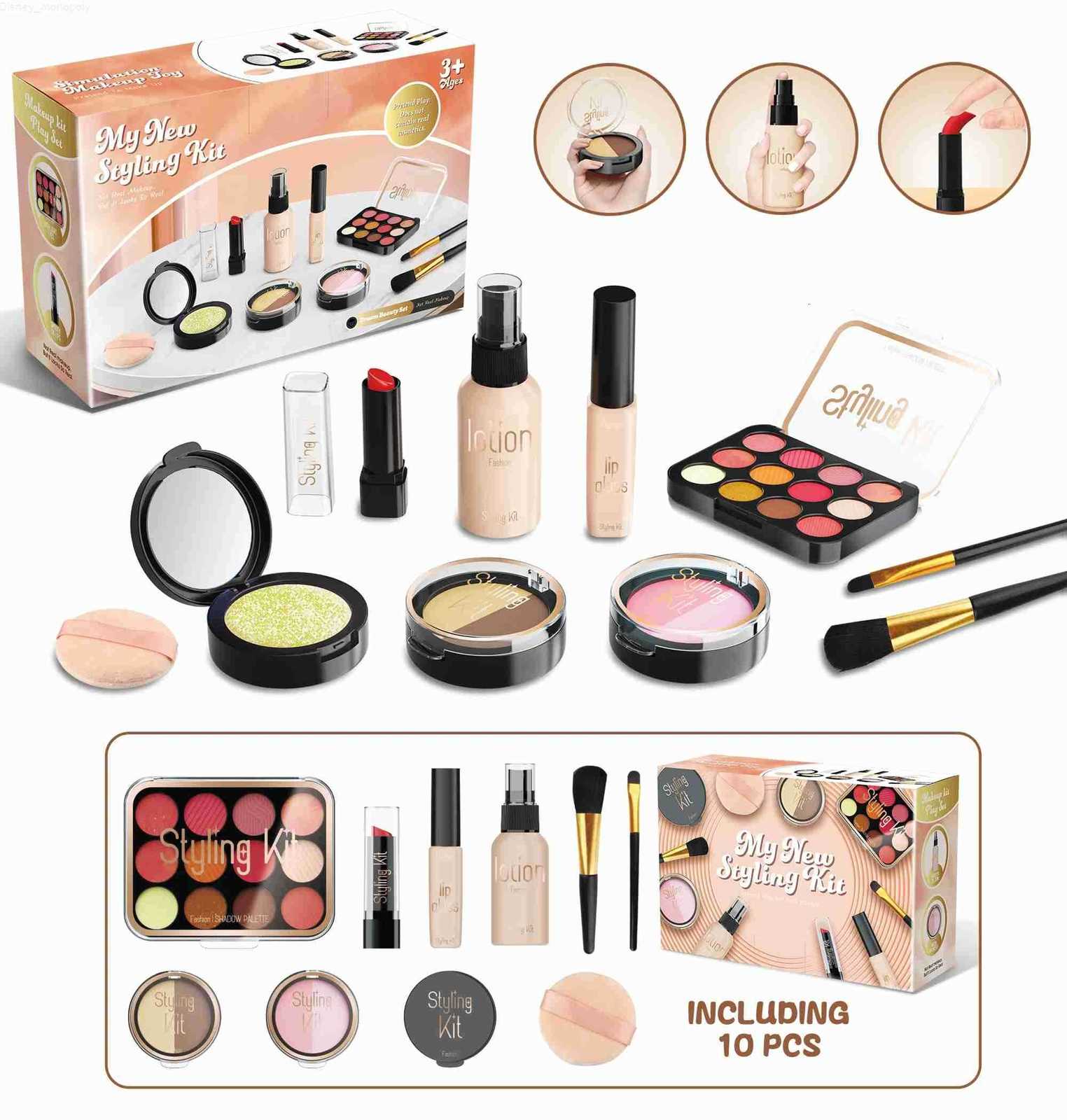 Disney Play Makeup Toys Simulated Cosmetics Fake Makeup Set Lipstick Powder Blusher Not Real Makeup for Girl Gifts H251202
