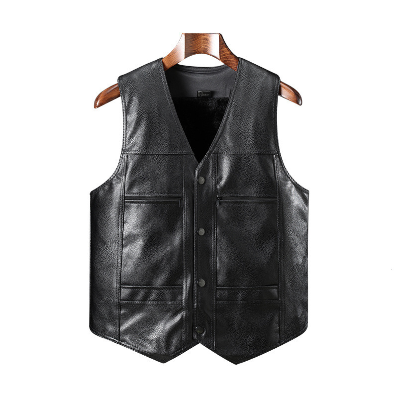 Large leather motorcycle vest suitable for men genuine denim leather waist jacket bicycle vest size L-4XL sleeveless jacket 240819