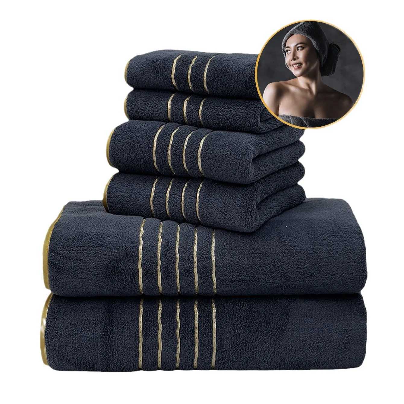 6 Pcs Super Soft Towel Set 2 Bathtowels 2 Hand Towels 2 Washcloths Quick Drying Highly Absorbent Towel for Household Couples Y251202