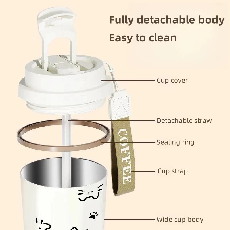 500ML Cafe Coffee Mug Car LeakProof Travel Thermo Cup Stainless Steel Thermal Water Bottles Vacuum Flask Insulated Cups 251202 W260226