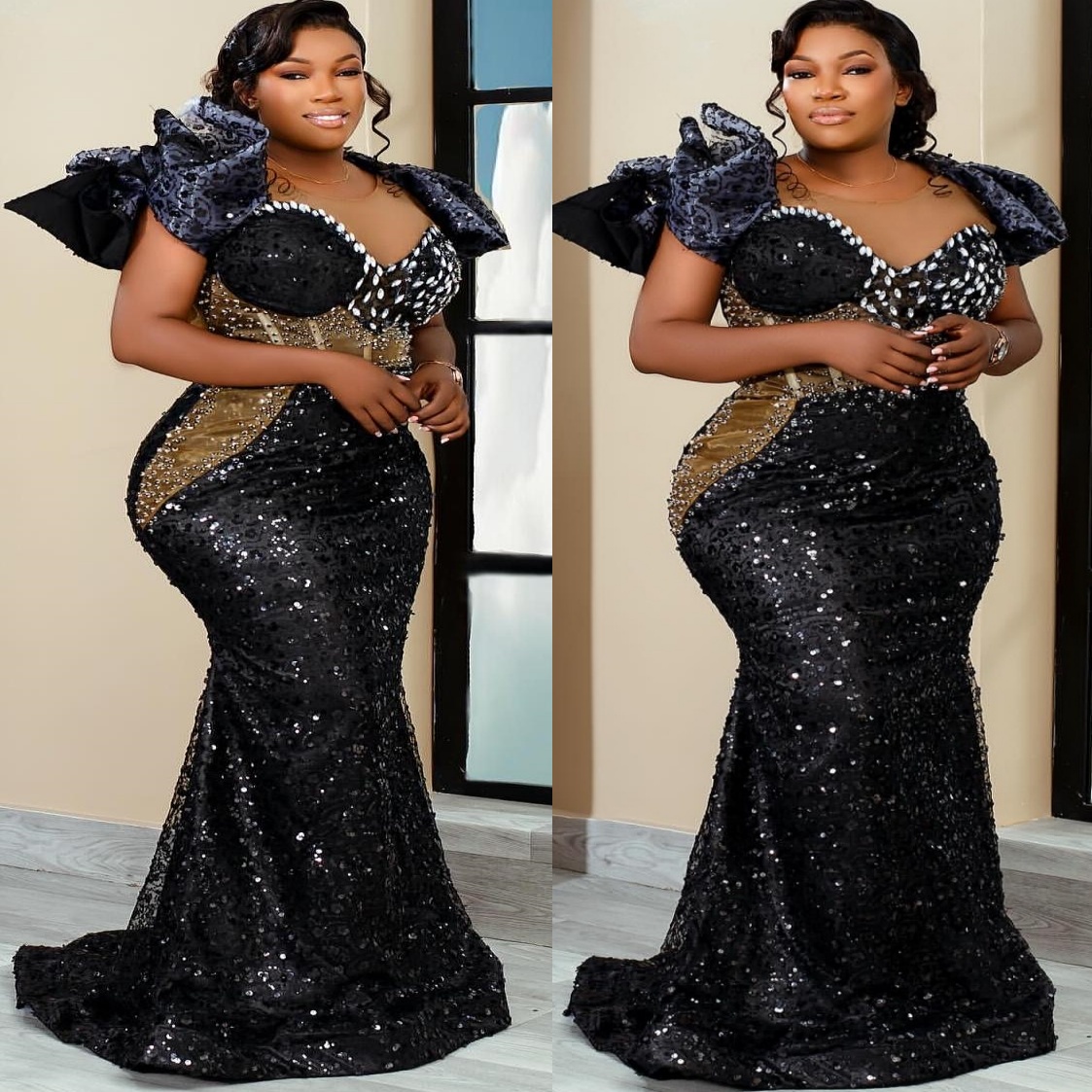 Aso Ebi Black Mermaid Prom Dresses 2026 Crystals Illusion Sheer Neck Evening Formal Party Second Birthday Engagement Gowns Plus Size Dress For Special