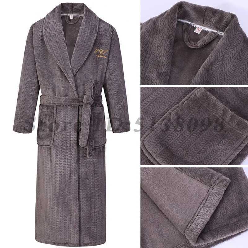 Winter Thicken Long Robe Men Women Flannel Sleepwear Plus Size 3XL 4XL Bathrobe Gown Home Wear Coral Fleece Soft Warm Nightwear C251202