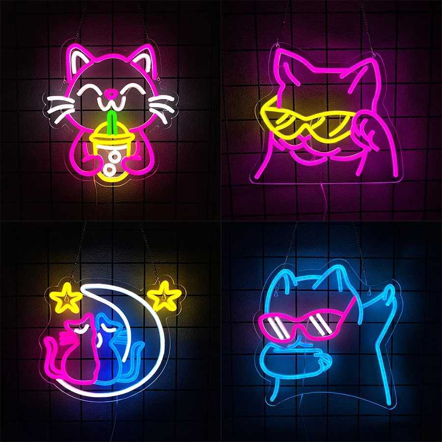 Animal Led Neon Sign Cute Cat Icon Suitable For Bedroom Wedding Family Game Room Party Decor Gifts For Boys And Girls H251201