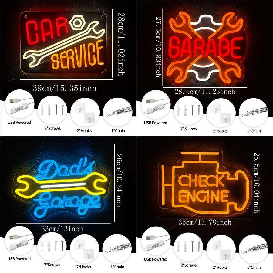 Car Maintenance Series Neon Signs Tools Led Icon Usb Powered Used For Man Caves Garages Workshops Auto Parts Stores Decor H251201