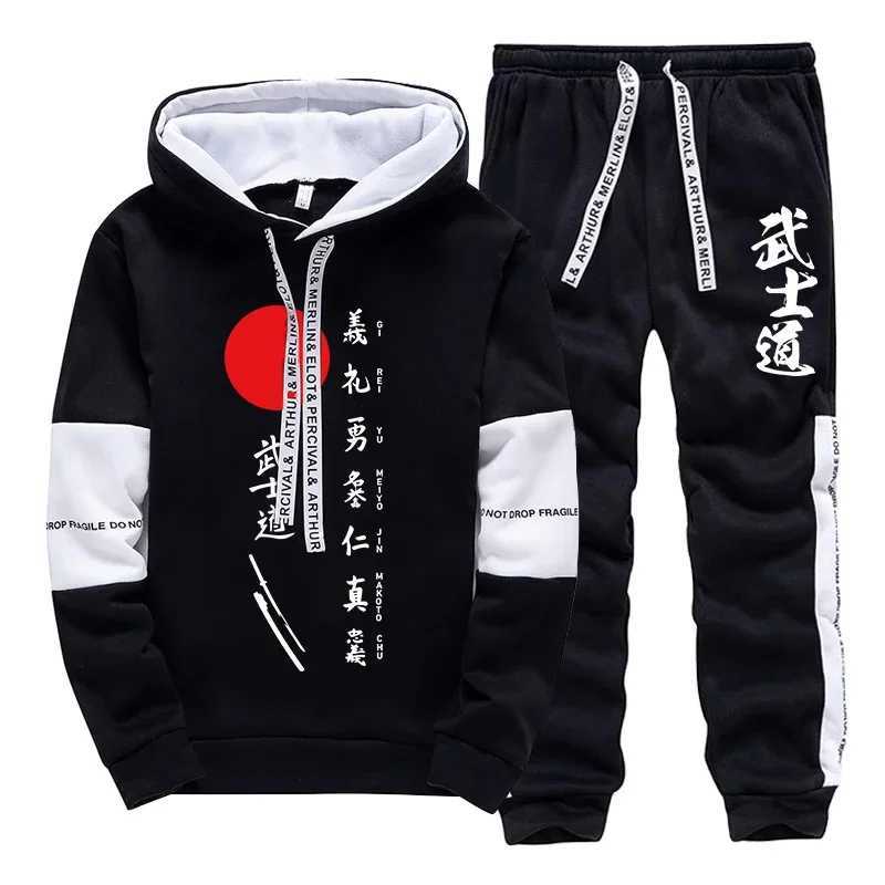 Japan Street Mens Tracksuit Printed Casual Sweatshirts Sportswear Sports Jogging Mens Clothing Fashion Single Piece Hoodie Pants W251202