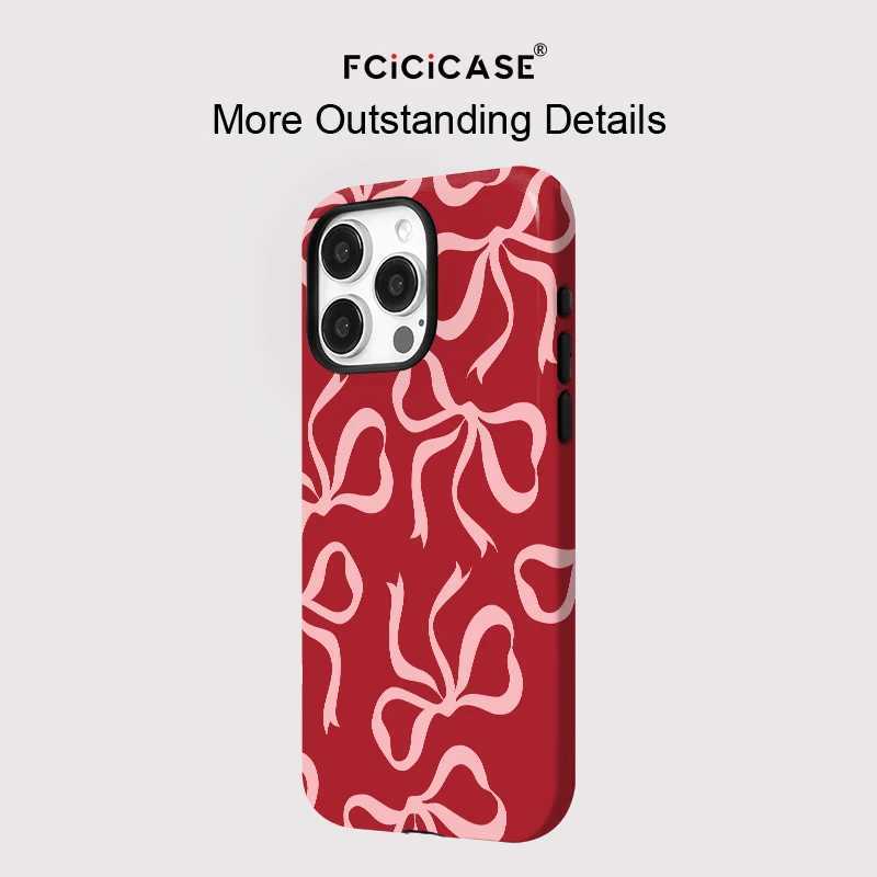 Lovely Bow Phone Case For iPhone 16 Pro 15 14 Plus 13 12 11 Pro Max Plus For Wireless Two in one Magnetic Back Cover J251202