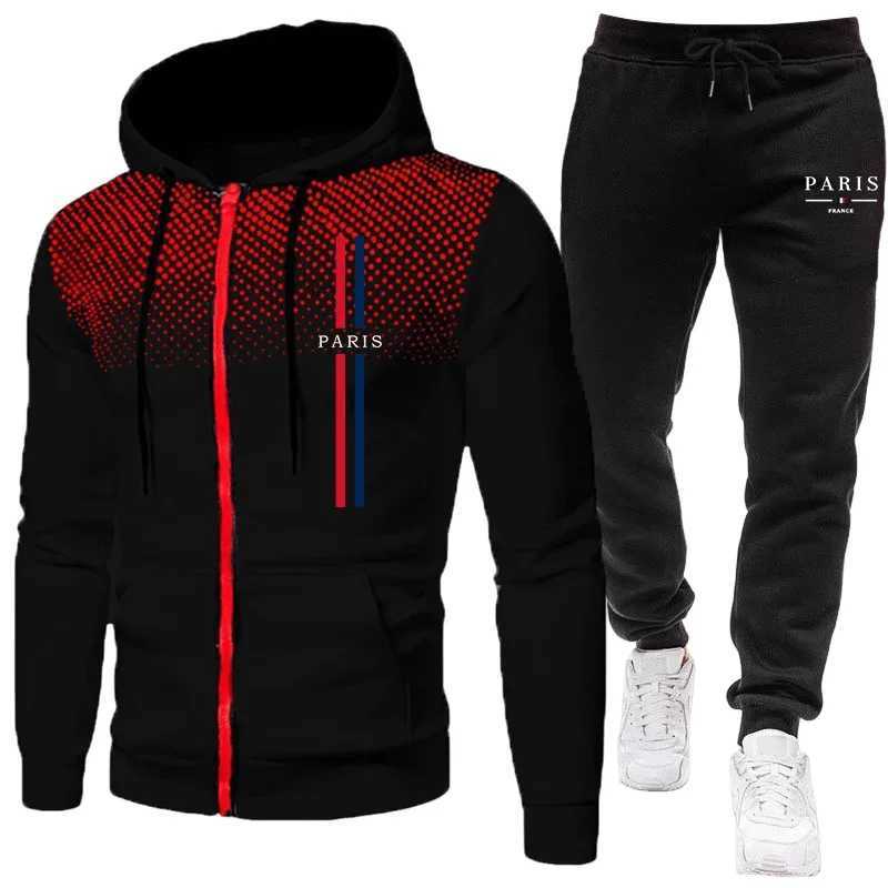 Mens Sports Set Zipper Hoodie Pants 2piece Set Autumn Winter Daily Casual Training Jogging Suit Male Outdoor Fashion Outfits W251202