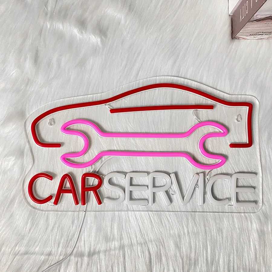 Car Service Neon Sign Wrench Icon Hand-Made Usb Powered Used For Repair Shops Auto Parts Stores Garages Man Caves Decor H251201