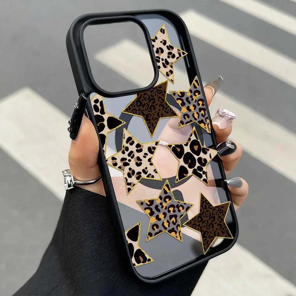 LeoPard Print Phone Case For iPhone 17 Pro Max 13 11 15 14 12 16 Pro Max Clear For Magnetic Wireless Charging Cover J251202