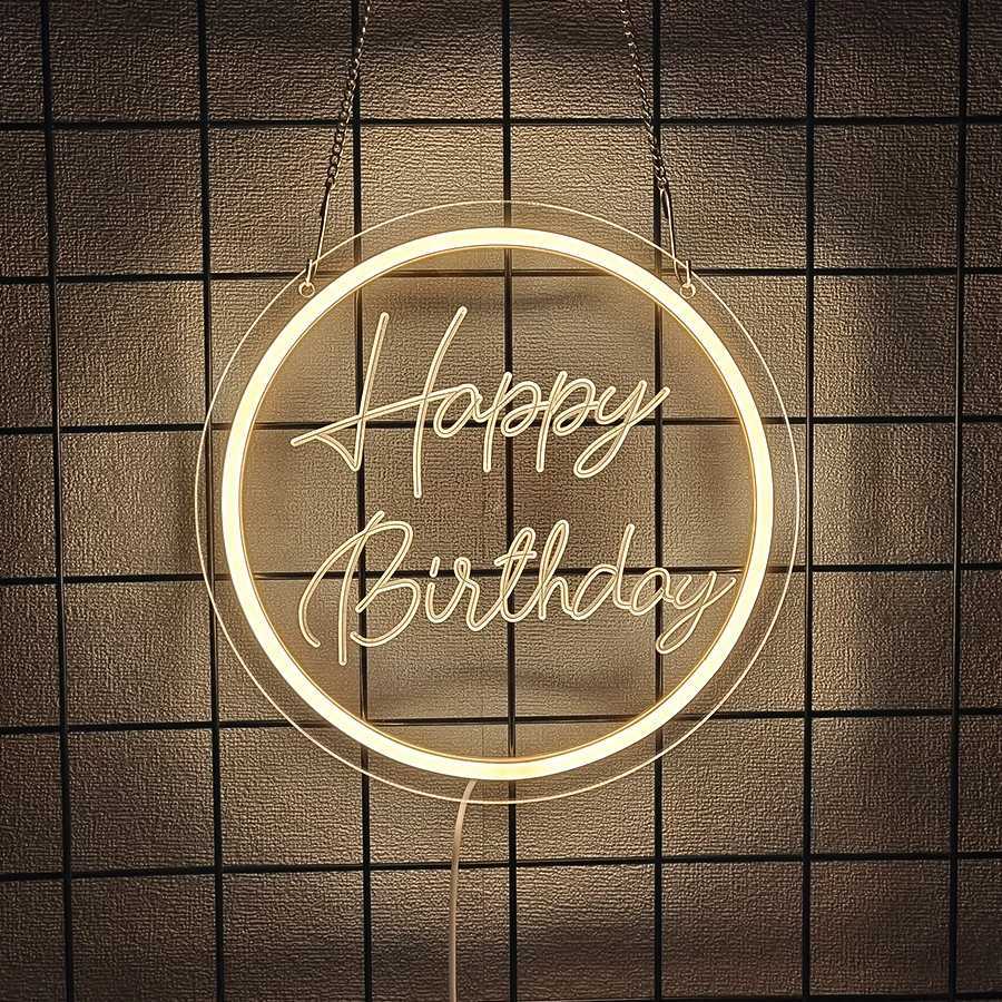 Birthday Theme Neon Sign Led Letter Lamp Wall Decor Usb Powered Home Party Birthday Party Decor Easy To Hang H251201