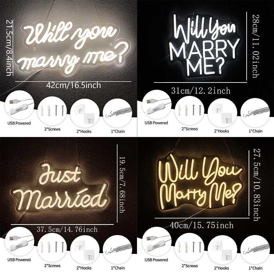 Wedding Series Neon Signs Led Letter Icons Usb Powered Used For Room Home Marriage Proposal Party Wedding Art Decor H251201
