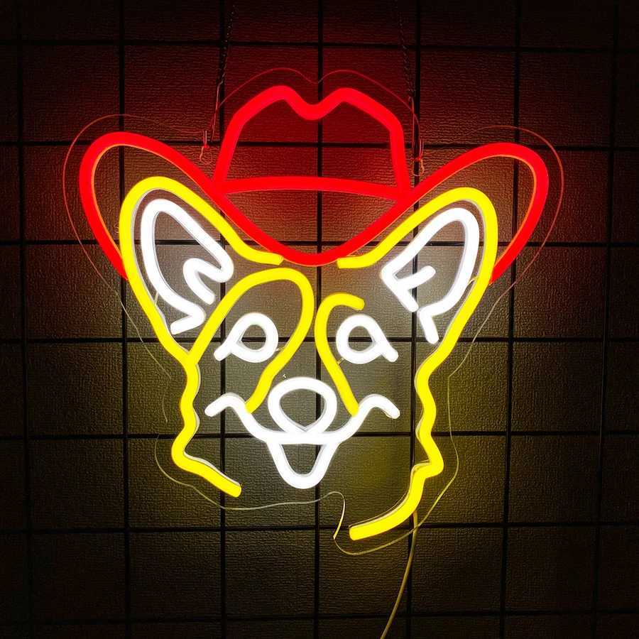 Neon Signs Of Hounds Cute Dog Led Signs With Cowboy Hats Used For Pet Shops Rooms Party Decor Birthday And Christmas Gifts H251201
