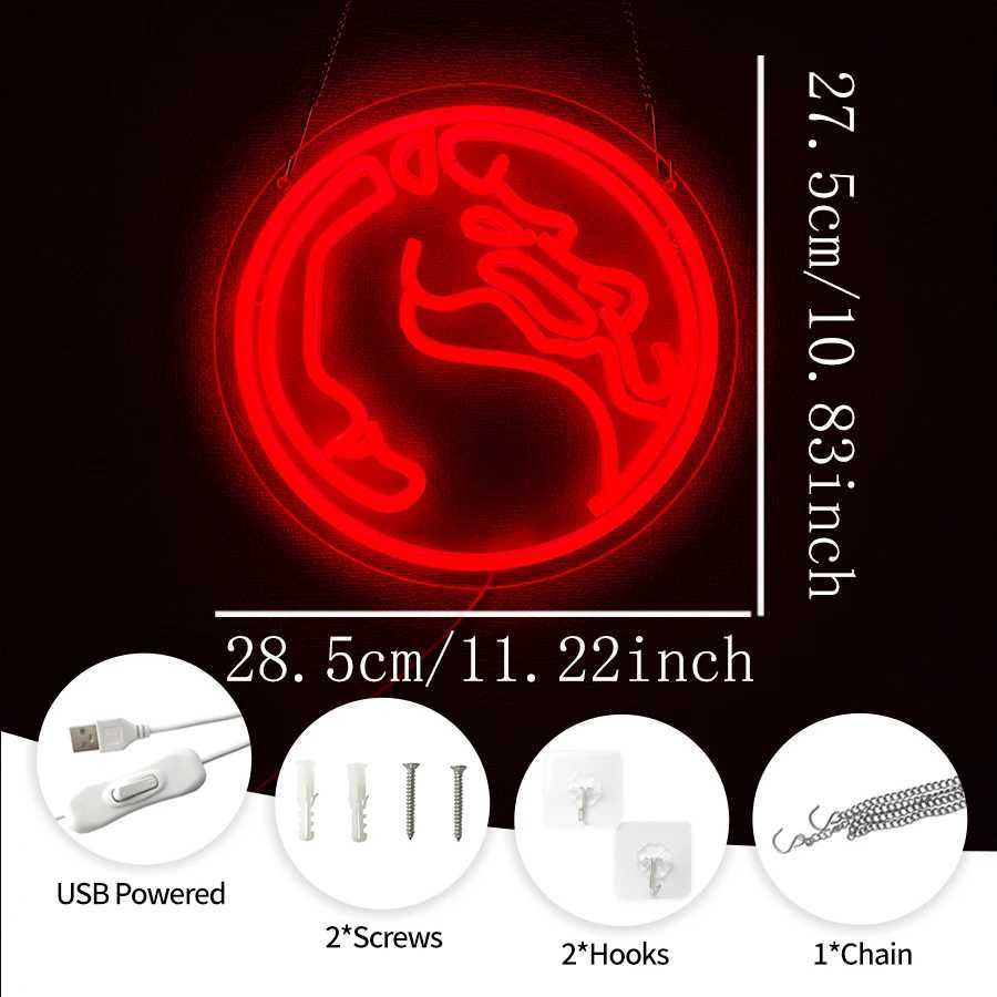 Dragon Neon Sign Red Gamer Aesthetic Operation Light Usb Powered Used For Bedroom Game Room Bar Club Man Cave Decor H251201