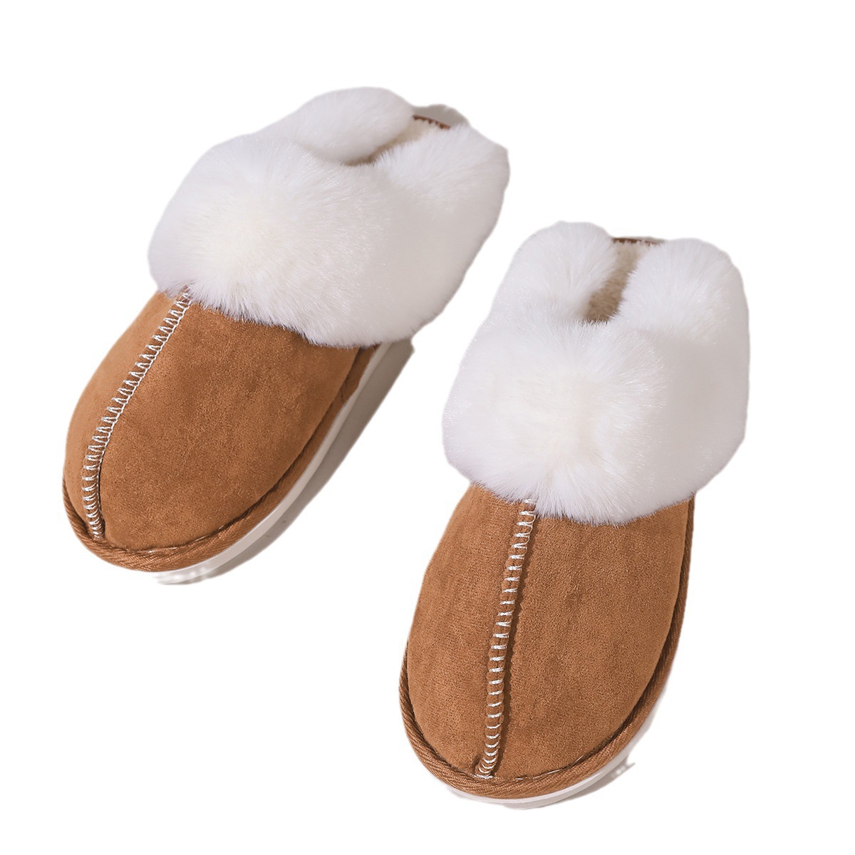 slippers designer women luxury 2025 Autumn/Winter Fleece-Lined Cotton Slippers with Toe Cap Design - Non-Slip Cozy Indoor Home Shoes for Women