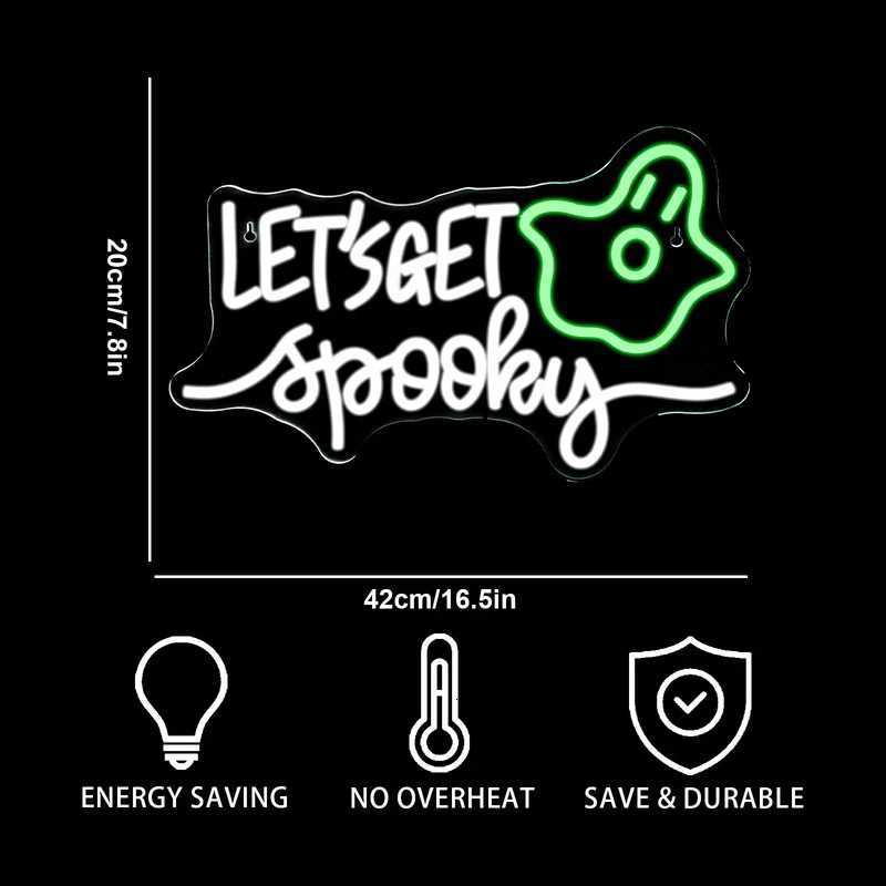 Lets Get Spooky Neon Sign 5V Led Lights Halloween Party Light Up Signs Game Bedroom Home Bar Club Decoration Lamp H251201