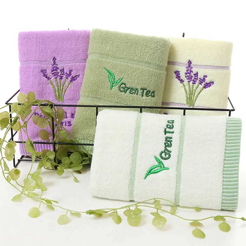 Embroidery Lavender Green Tea Towel Set Stripe Beauty Face Towel Large Bath Towel Home Hotel For Adults Kids Serviette De Bain Y251202