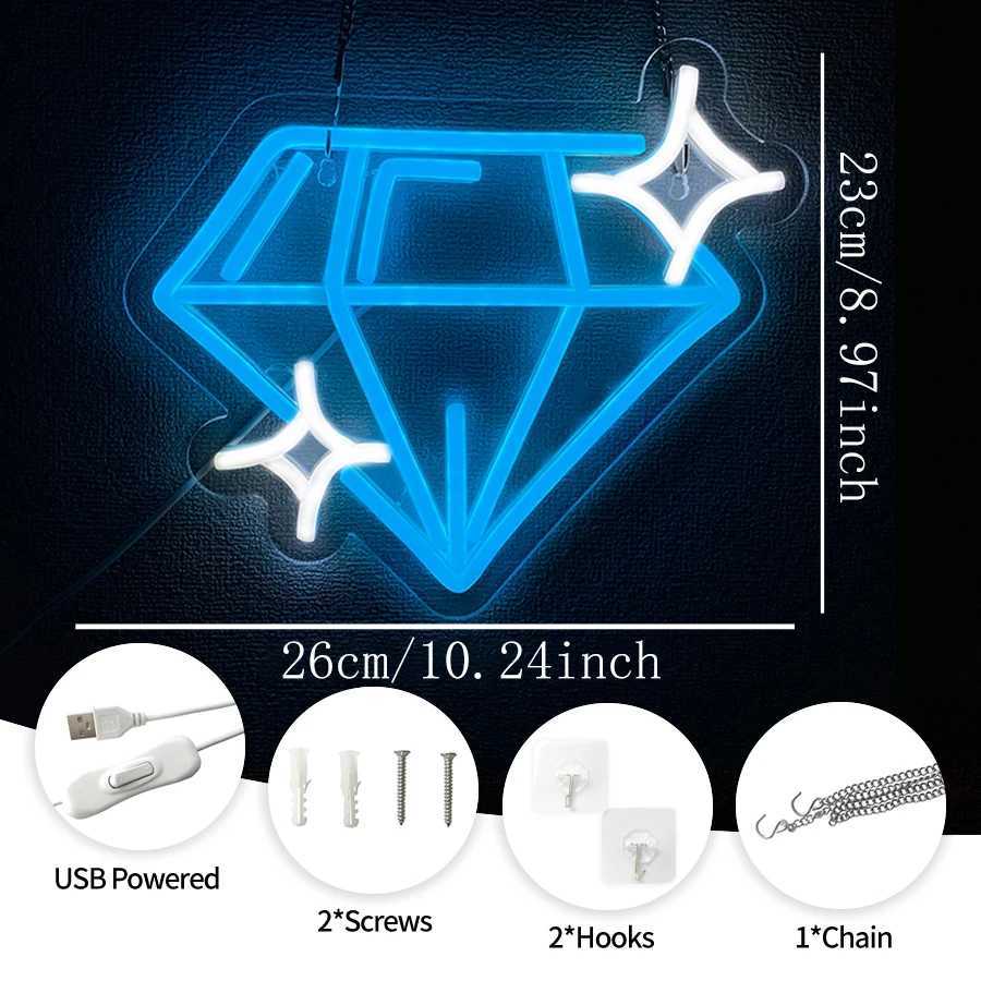Diamond Led Neon Sign Used For Wall Decor Usb Powered Bedroom Home Wedding Club Party Decor Office Art Wall Lamp H251201