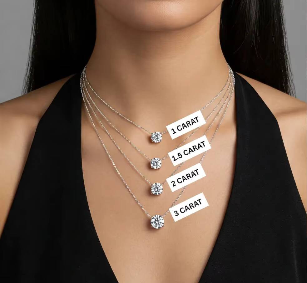 Custom 14K 18K Gold Diamond Necklaces 1ct 15ct 2ct IGI Certificate Round Cut Necklace Lab Grown Diamond Pendant